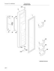 Freezer Door Diagram and Parts List for FFSC2323LSDA  Frigidaire Refrigerator