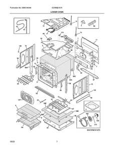 Lower Oven Diagram and Parts List for GCWM2767AFE  Frigidaire Range Hood
