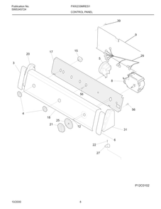 Control Panel Diagram and Parts List for FWX233MRES1  Frigidaire Washer