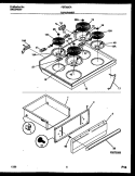 COOKTOP AND DRAWER PARTS Diagram and Parts List for FEF352CATB  Frigidaire Range