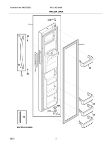 Freezer Door Diagram and Parts List for FRSS2623AW6  Frigidaire Refrigerator