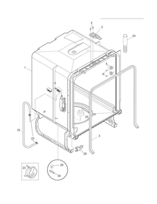 Tub Diagram and Parts List for FDB520RHC1B  Frigidaire Dishwasher