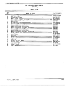 30" Gas Over/under Upper Oven Page 2 Diagram and Parts List for 3448A  Frigidaire Range