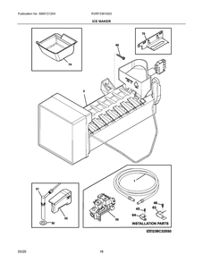 Ice Maker Diagram and Parts List for RVRF3361SS3  Frigidaire Refrigerator