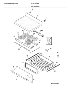 Top/Drawer Diagram and Parts List for GCRE306CADE  Frigidaire Range