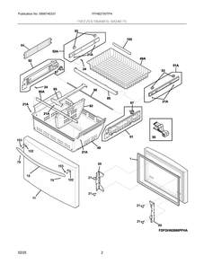 Freezer Drawer, Baskets Diagram and Parts List for FFHB2750TP4  Frigidaire Refrigerator