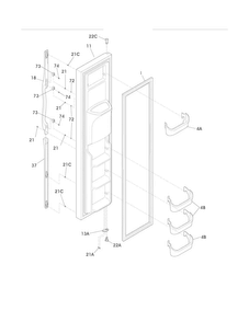 Freezer Door Diagram and Parts List for FRS6HR45KS7  Frigidaire Refrigerator