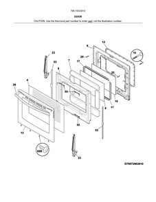 Door Diagram and Parts List for 79074333312  Kenmore Range