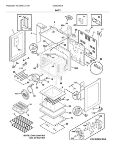 Body Diagram and Parts List for GCRI305CAFA  Frigidaire Range