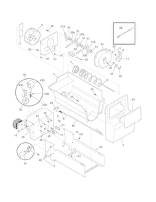 Ice Container Diagram and Parts List for FFHS2622MB3  Frigidaire Refrigerator