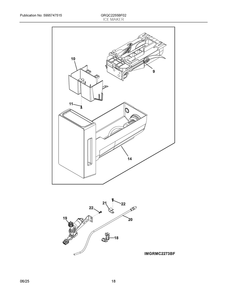 Ice Maker Diagram and Parts List for GRQC2255BF02  Frigidaire Refrigerator