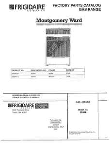 Gas Range Front Cover Diagram and Parts List for 285847D  Frigidaire Range