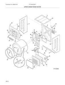 Upper Cabinet/drum Heater Diagram and Parts List for FFLG4033QW1  Frigidaire Washer Dryer Combo