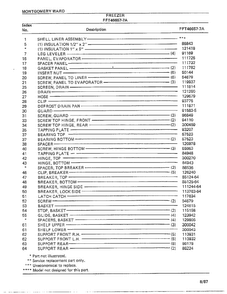 Freezer Page 8 Diagram and Parts List for 46657A-7  Frigidaire Freezer