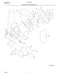 Upper Cabinet/Drum/Heater Diagram and Parts List for LCE756BS8  Frigidaire Dryer
