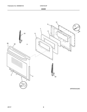 05 - Door Diagram and Parts List for CFEF3012PBE  Frigidaire Range