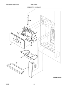 Ice And Water Dispenser Diagram and Parts List for ERMC2295AS  Frigidaire Refrigerator
