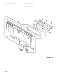 Control Panel Diagram and Parts List for 804655851A  Frigidaire Dishwasher