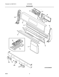 Backguard Diagram and Parts List for GCRG3060BDA  Frigidaire Range