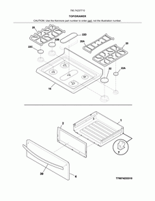 Top/drawer Diagram and Parts List for 79074237710  Kenmore Range