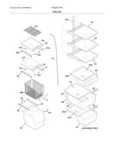 Shelves Diagram and Parts List for FPSS2677RF0  Frigidaire Refrigerator