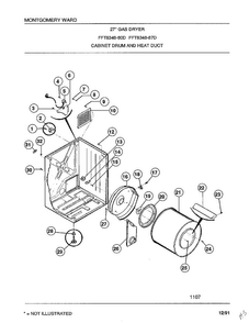 Cabinet Drum And Heat Duct Diagram and Parts List for 8248-87D  Frigidaire Dryer