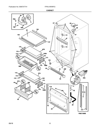 Cabinet Diagram and Parts List for FPRU19F8RFG  Frigidaire Refrigerator