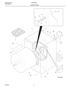 Cabinet/Drum Diagram and Parts List for FSG849GHQ0  Frigidaire Dryer