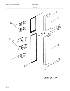 Door Diagram and Parts List for FRTE1835AV  Frigidaire Refrigerator