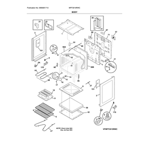 Body Diagram and Parts List for MFF3015RWC  Frigidaire Range