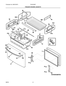 Freezer Drawer, Baskets Diagram and Parts List for FGHD2368TF0  Frigidaire Refrigerator