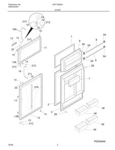 Door Diagram and Parts List for GRT18QNHD0  Frigidaire Refrigerator