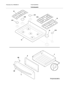Top/drawer Diagram and Parts List for FGGF3035RWD  Frigidaire Range