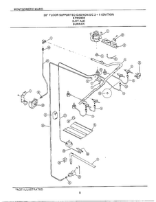30` Floor Burner Diagram and Parts List for 2438A  Frigidaire Range