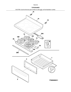Top/drawer Diagram and Parts List for 79094199312  Kenmore Range
