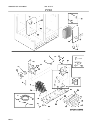 System Diagram and Parts List for LGHX2636TF4  Frigidaire Refrigerator