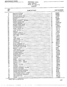 Cabinet Page 2 Diagram and Parts List for 86557-7A  Frigidaire Freezer