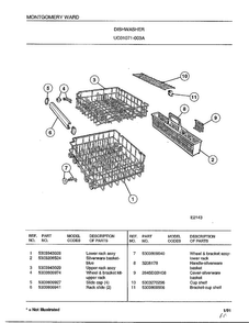 Dishwasher Page 11 Diagram and Parts List for 1071-003A  Frigidaire Dishwasher
