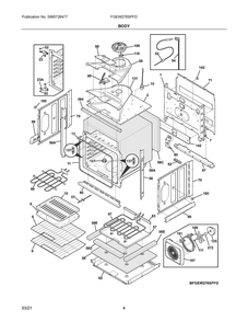 Body Diagram and Parts List for FGEW276SPFD  Frigidaire Range