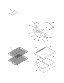 Shelves Diagram and Parts List for FFTR1814LWE  Frigidaire Refrigerator