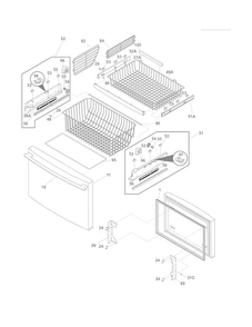 Freezer Drawer - Basket Diagram and Parts List for FPHF2399MF4  Frigidaire Refrigerator