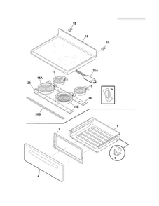 Top/drawer Diagram and Parts List for FFEF3013LMG  Frigidaire Range