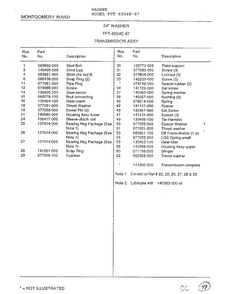 Transmission Assy Page 2 Diagram and Parts List for 6504E-87  Frigidaire Washer
