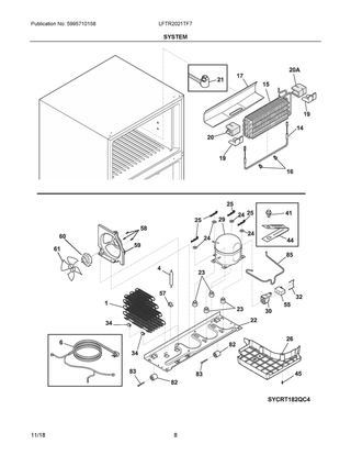 System Diagram and Parts List for LFTR2021TF7  Frigidaire Refrigerator