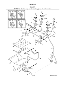 Burner Diagram and Parts List for 79032613319  Kenmore Range