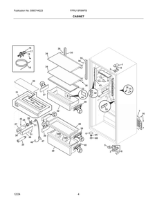 Cabinet Diagram and Parts List for FPRU19F8WFB  Frigidaire Refrigerator