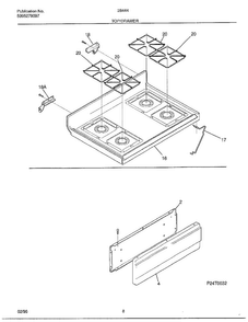 Top/drawer Diagram and Parts List for 284440B  Frigidaire Range