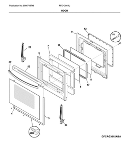 Door Diagram and Parts List for FFEH3054UWA  Frigidaire Range