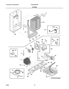 System Diagram and Parts List for FRSS2323AW4  Electrolux Refrigerator