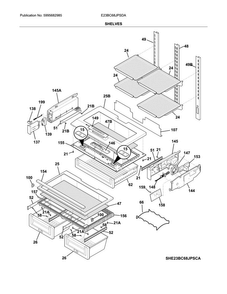 Shelves Diagram and Parts List for E23BC68JPSDA  Electrolux Refrigerator